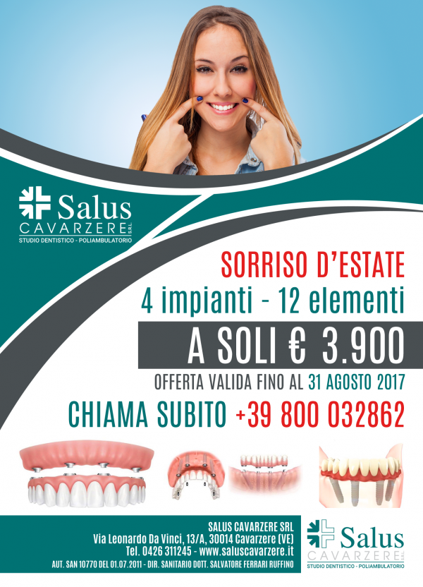 Fino al 31 agosto ritorna la nostra promozione dedicata al sorriso d'estate ....... e il tuo sorriso si illumina!